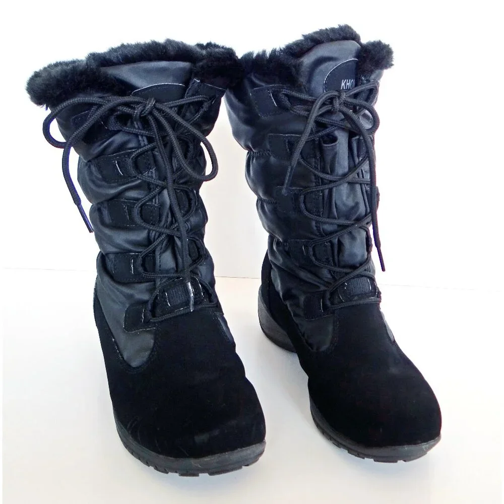 KHOMBU Anne Waterproof Boots Black Size 7 M Women's Winter / Snow Boots